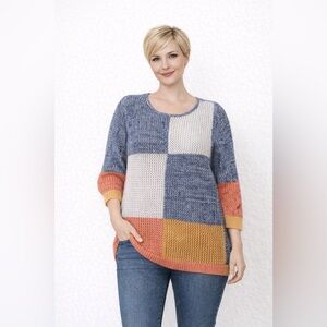 CJ Banks Multicolor Knit Sweater Size X (14W)